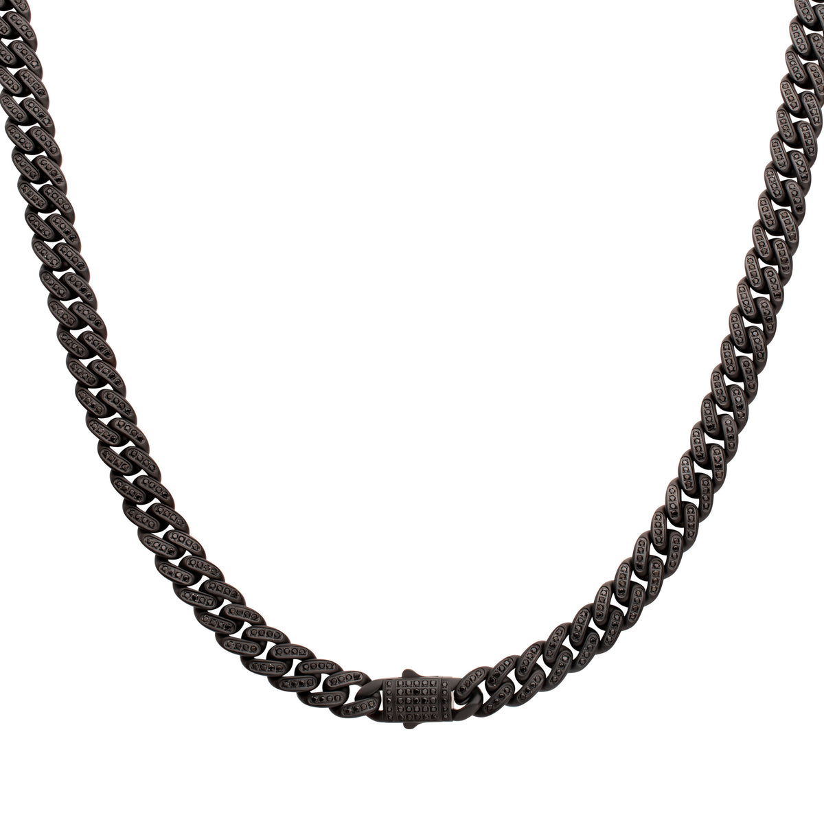12mm Black Spinel Miami Cuban Necklace