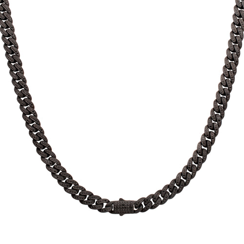 12mm Black Spinel Miami Cuban Necklace