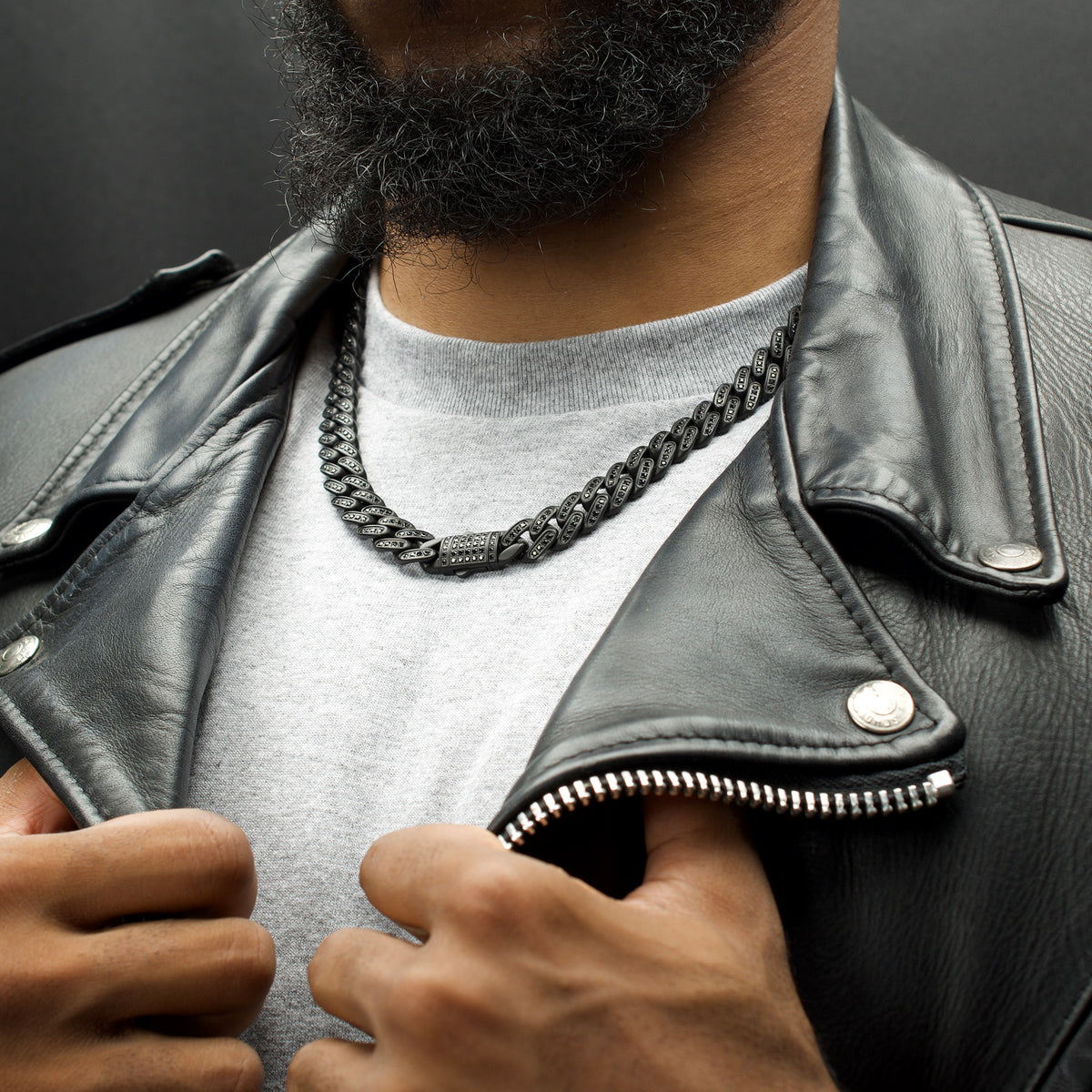 12mm Black Spinel Miami Cuban Necklace