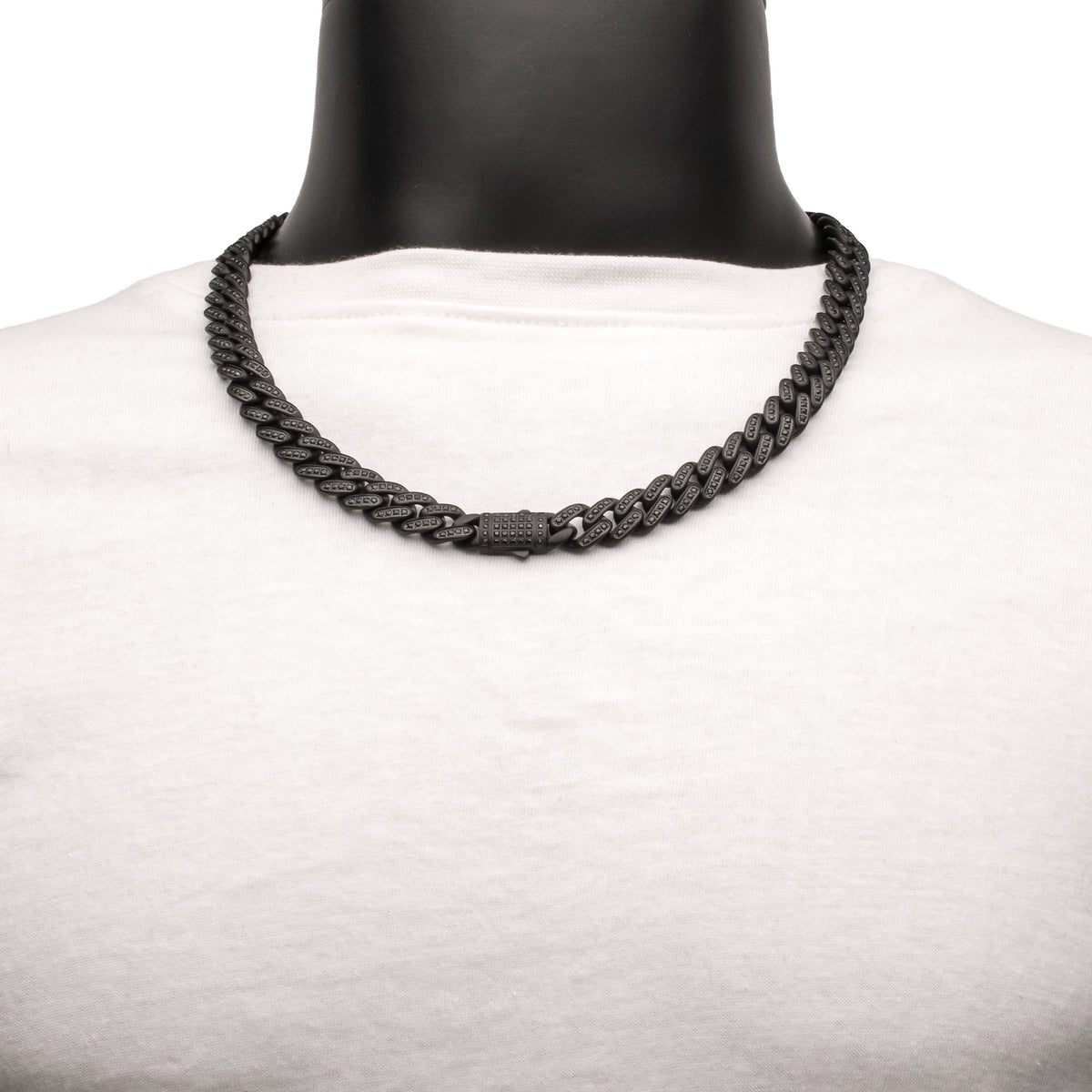 12mm Black Spinel Miami Cuban Necklace