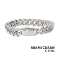 12mm Steel CZ Miami Cuban Bracelet