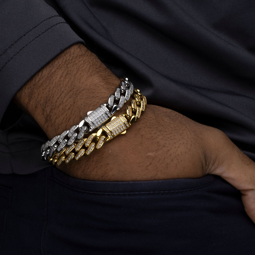 12mm Gold CZ Miami Cuban Bracelet