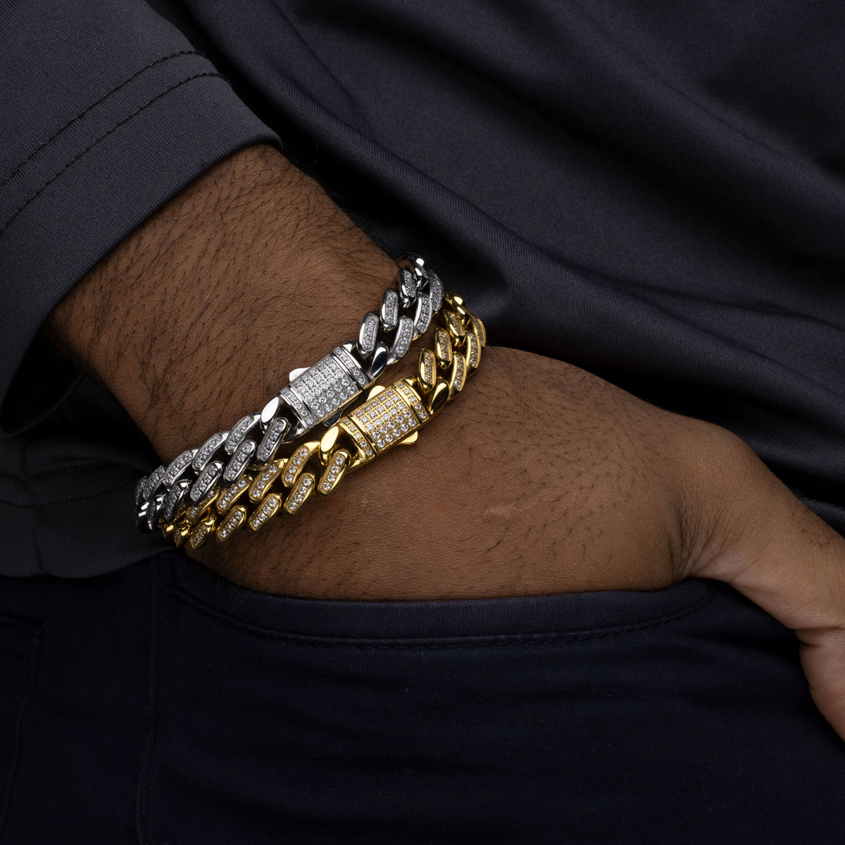 12mm Steel CZ Miami Cuban Bracelet