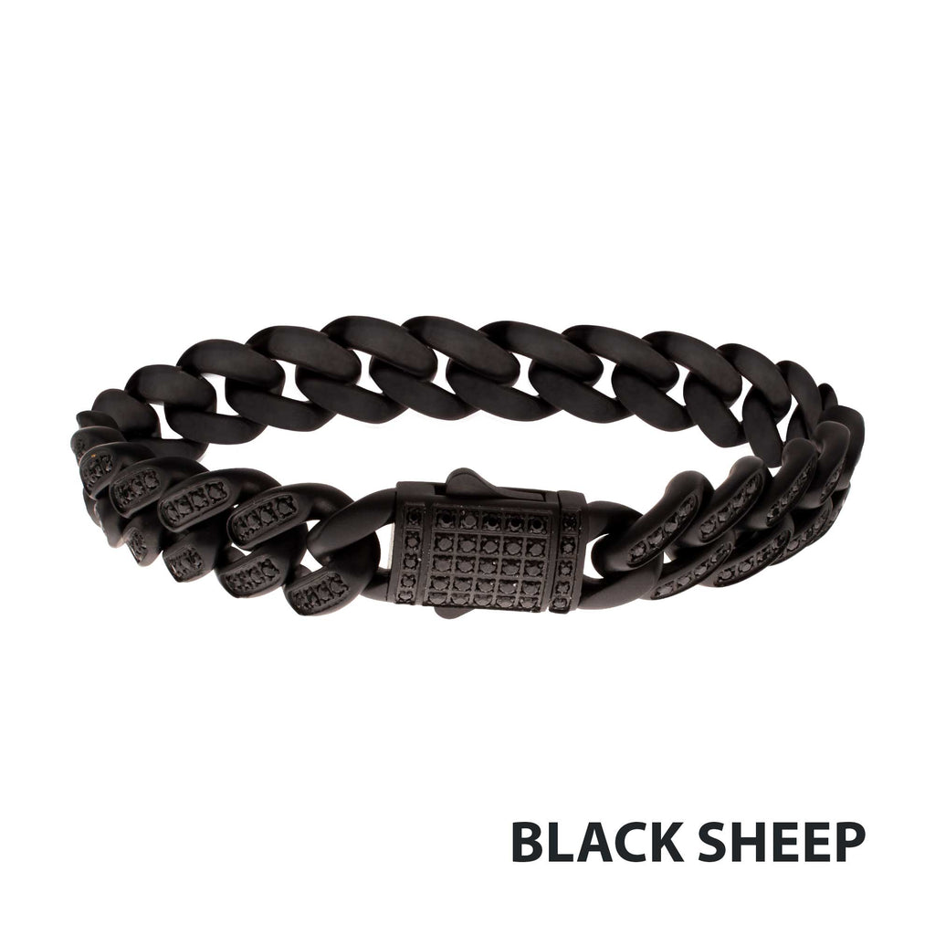 12mm Black Spinel Miami Cuban Bracelet