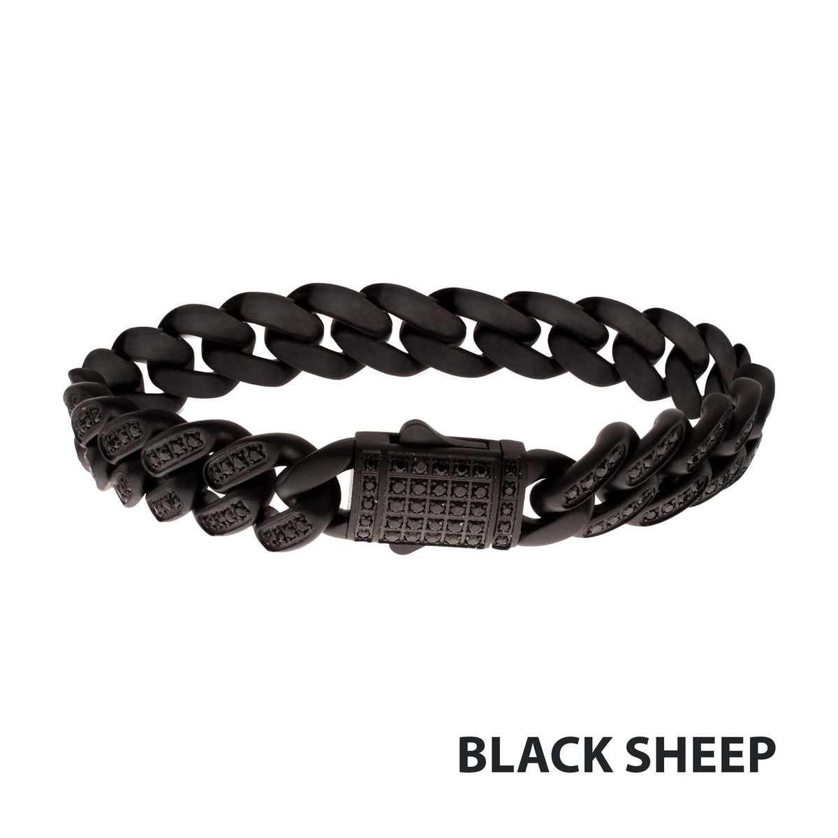 12mm Black Spinel Miami Cuban Bracelet