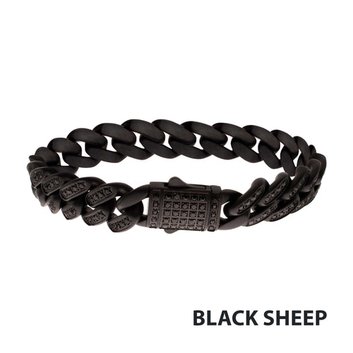 12mm Black Spinel Miami Cuban Bracelet