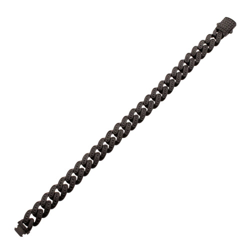 12mm Black Spinel Miami Cuban Bracelet