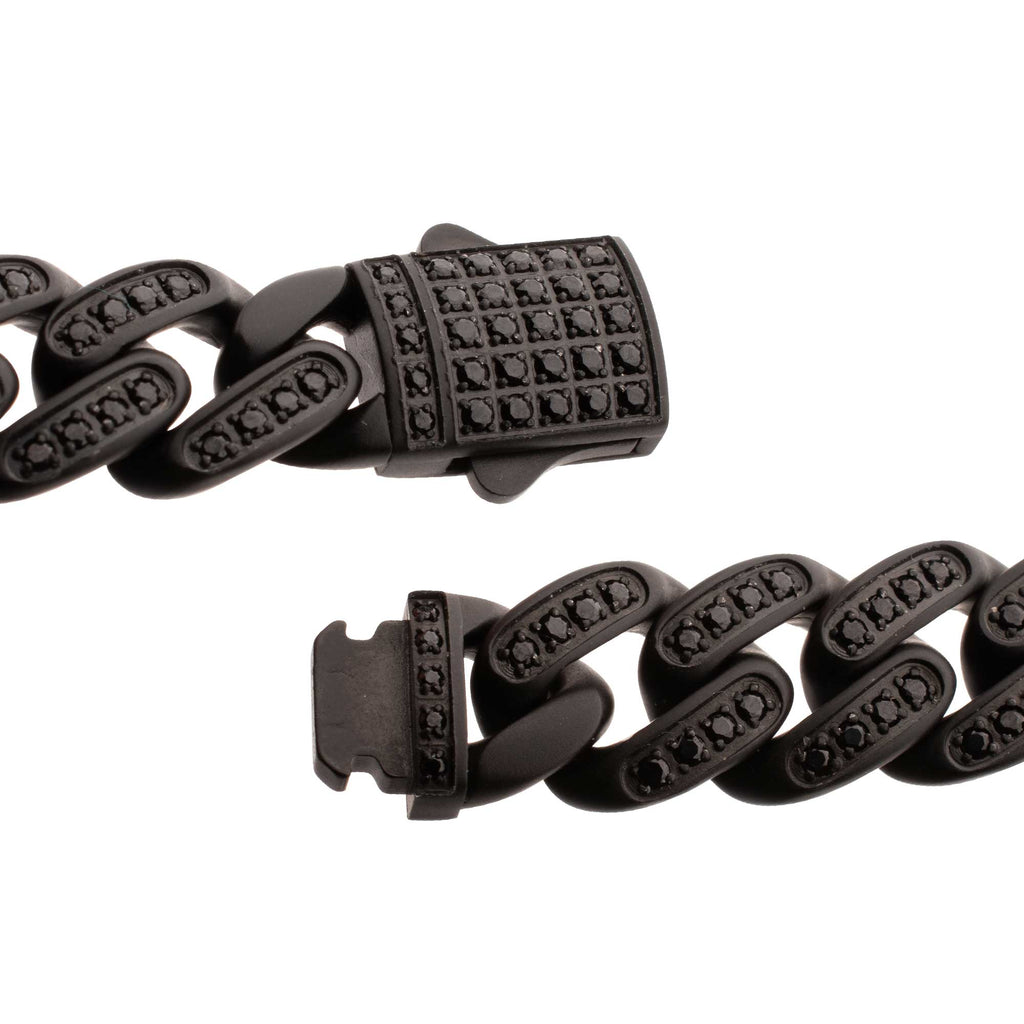 12mm Black Spinel Miami Cuban Bracelet