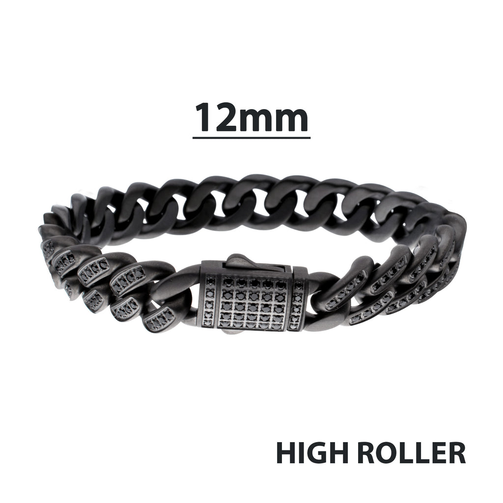 12mm Gunmetal Black Spinel Miami Cuban Bracelet