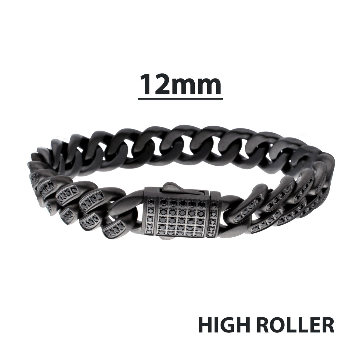 12mm Gunmetal Black Spinel Miami Cuban Bracelet