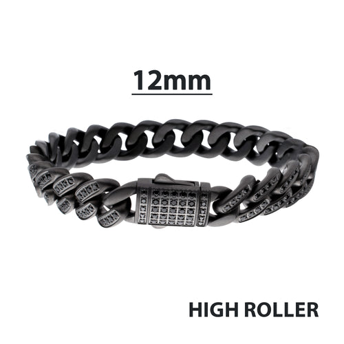 12mm Gunmetal Black Spinel Miami Cuban Bracelet