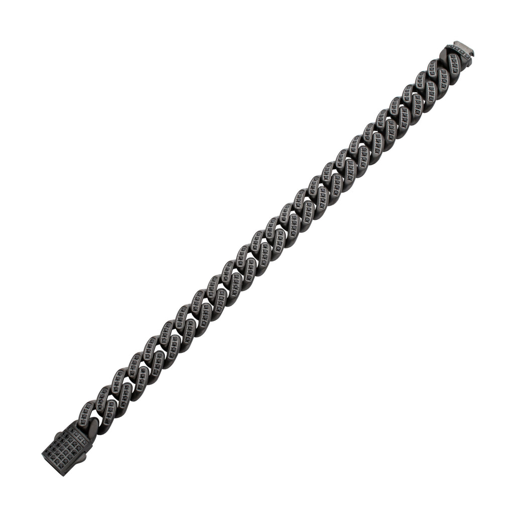 12mm Gunmetal Black Spinel Miami Cuban Bracelet