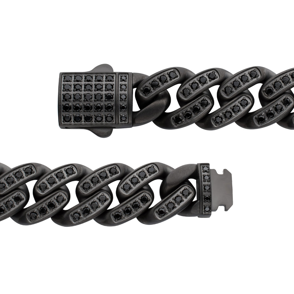 12mm Gunmetal Black Spinel Miami Cuban Bracelet
