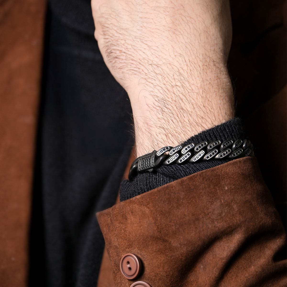 12mm Gunmetal Black Spinel Miami Cuban Bracelet