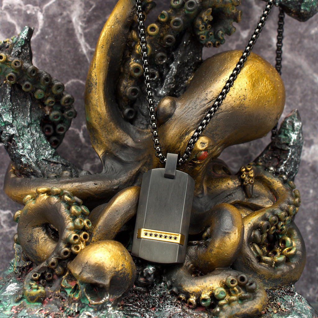 Black Sapphire Dog Tag Pendant