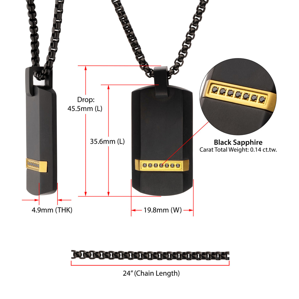 Black Sapphire Dog Tag Pendant