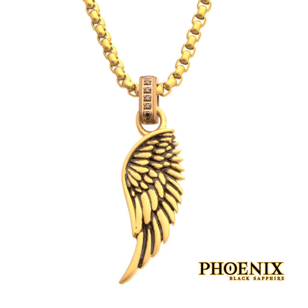 Gold Black Sapphire ID Pendant