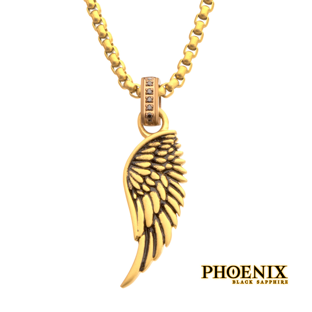 Gold Black Sapphire ID Pendant