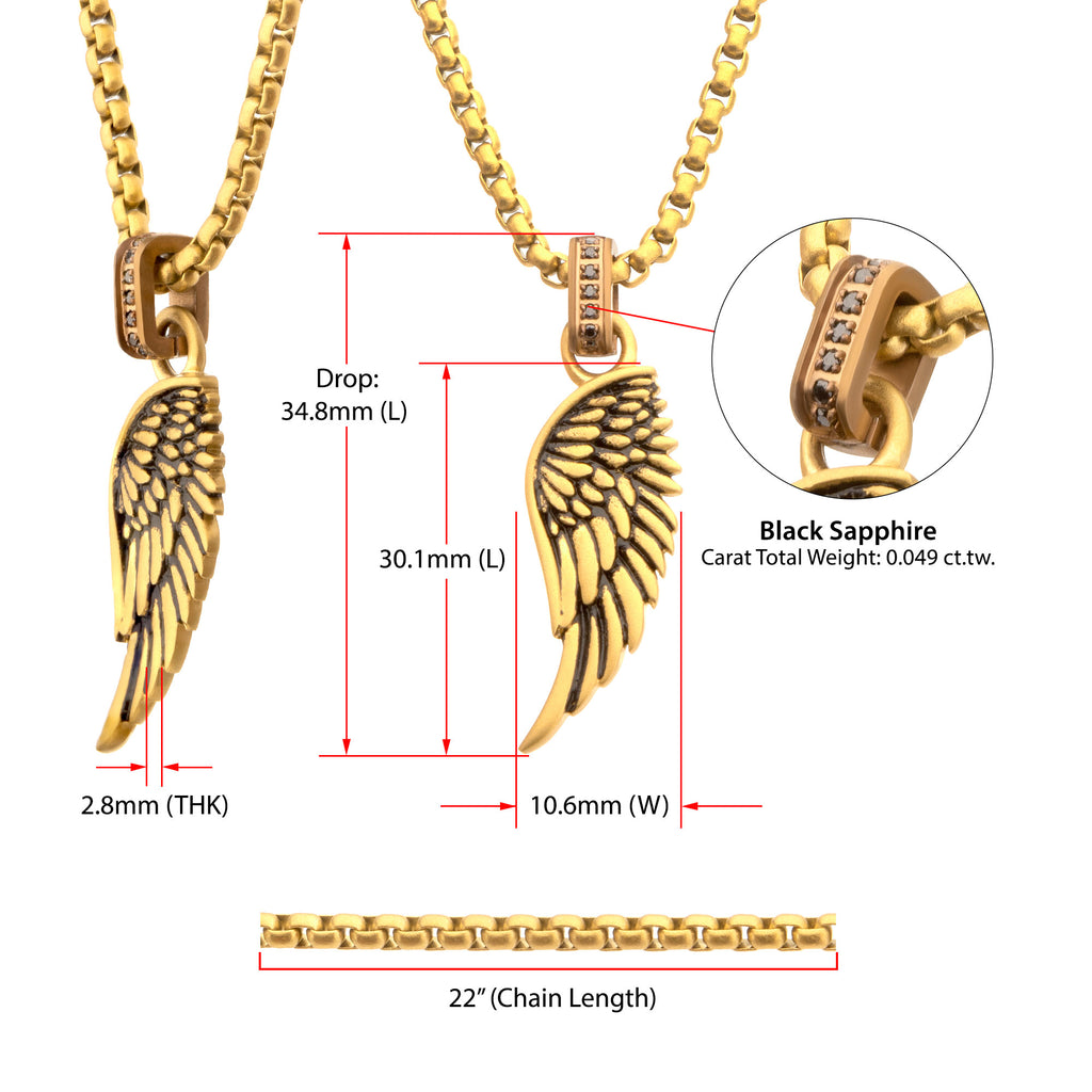 Gold Black Sapphire ID Pendant