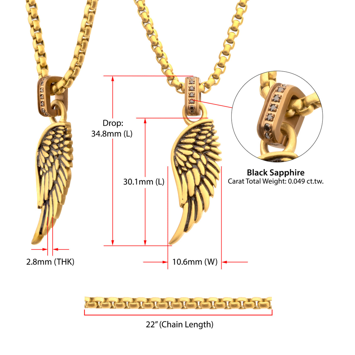 Gold Black Sapphire ID Pendant