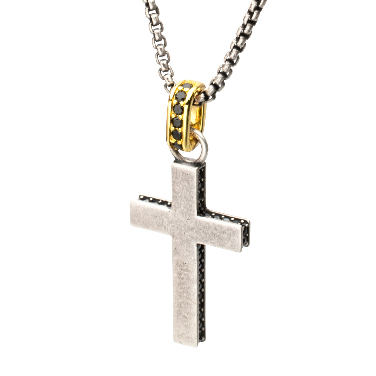 Sterling Silver Black Spinel Cross Pendant