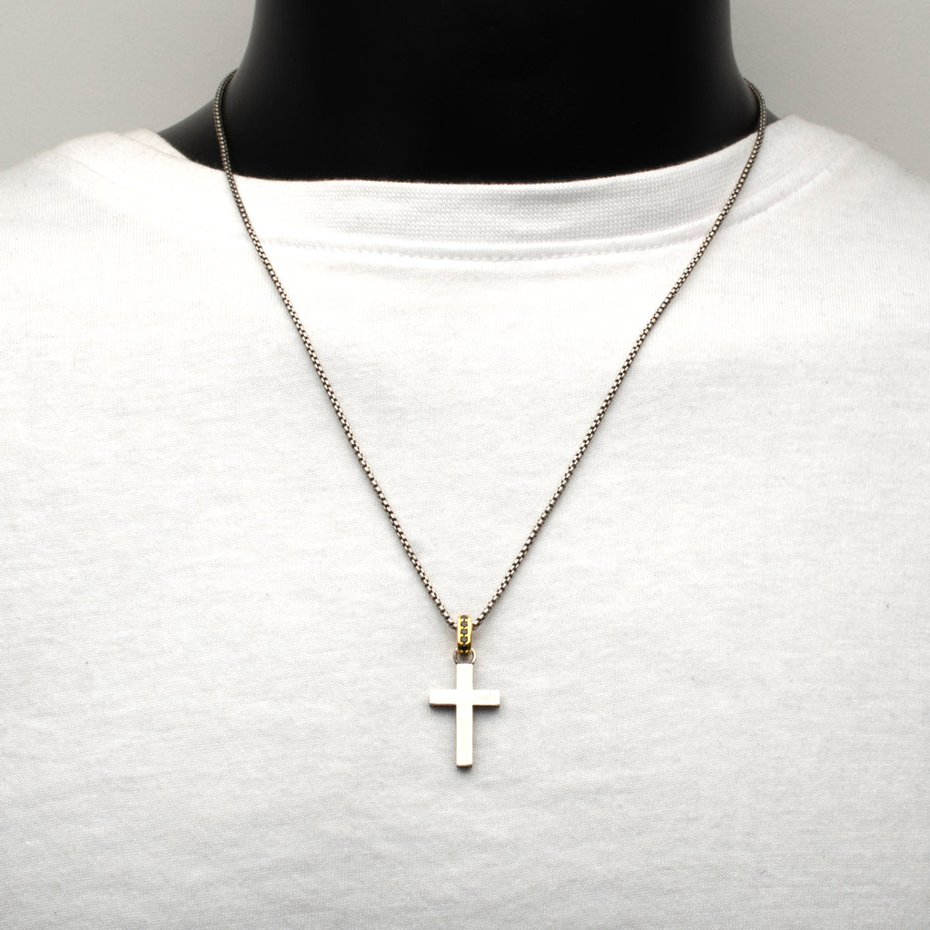 Sterling Silver Black Spinel Cross Pendant