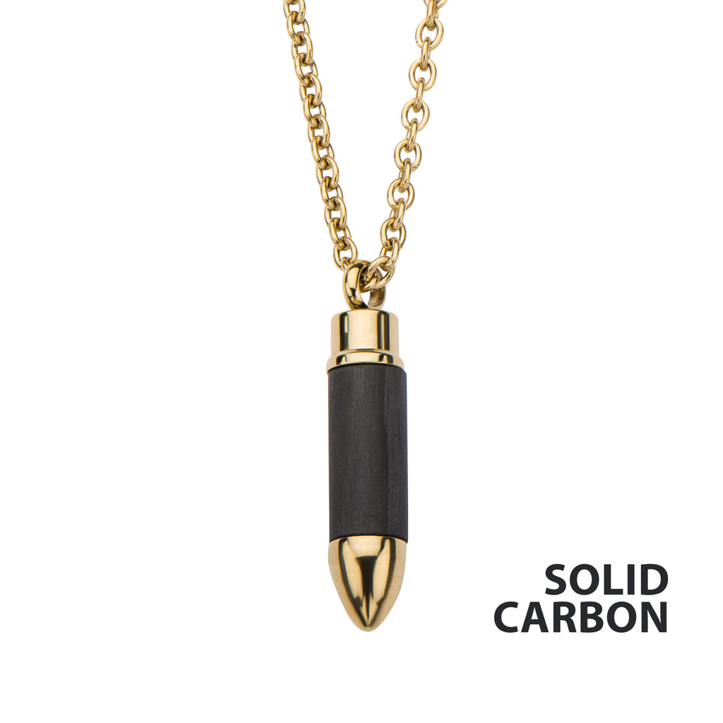 Carbon Gold Bullet Pendant