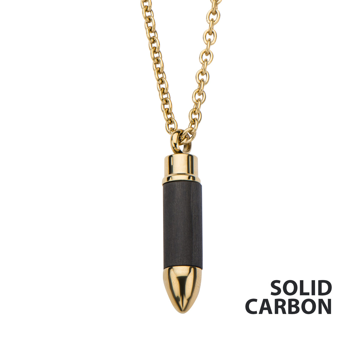 Carbon Gold Bullet Pendant