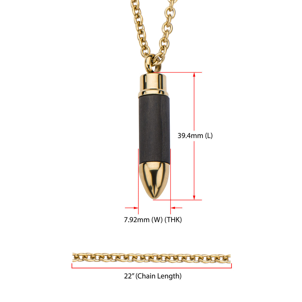 Carbon Gold Bullet Pendant
