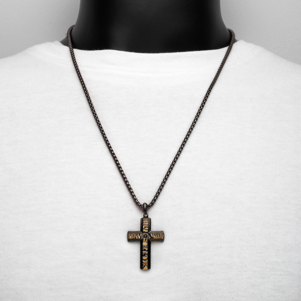 Carbon Black Sapphire Cross Pendant