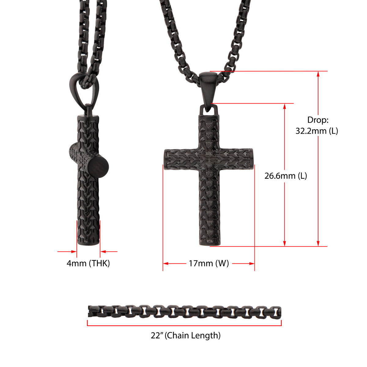 Black Scale Cross Pendant
