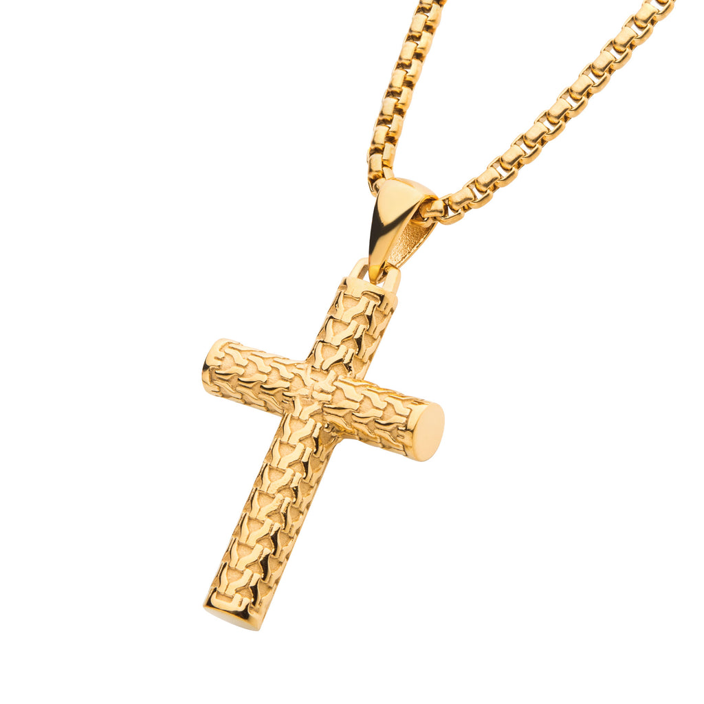 Gold Scale Cross Pendant
