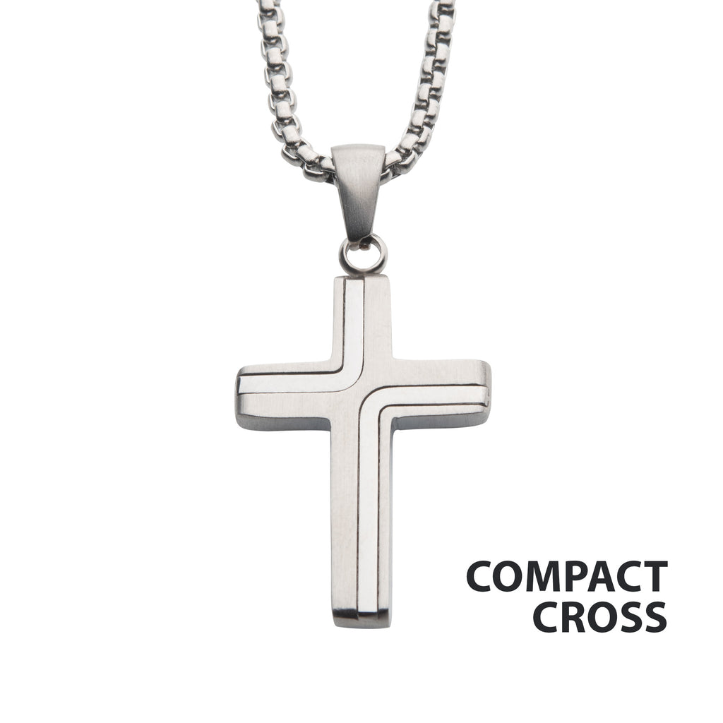 Steel Drop Cross Pendant