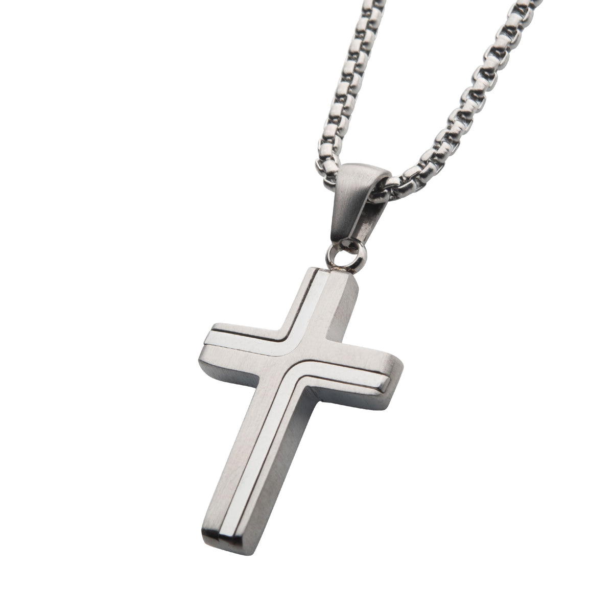 Steel Drop Cross Pendant
