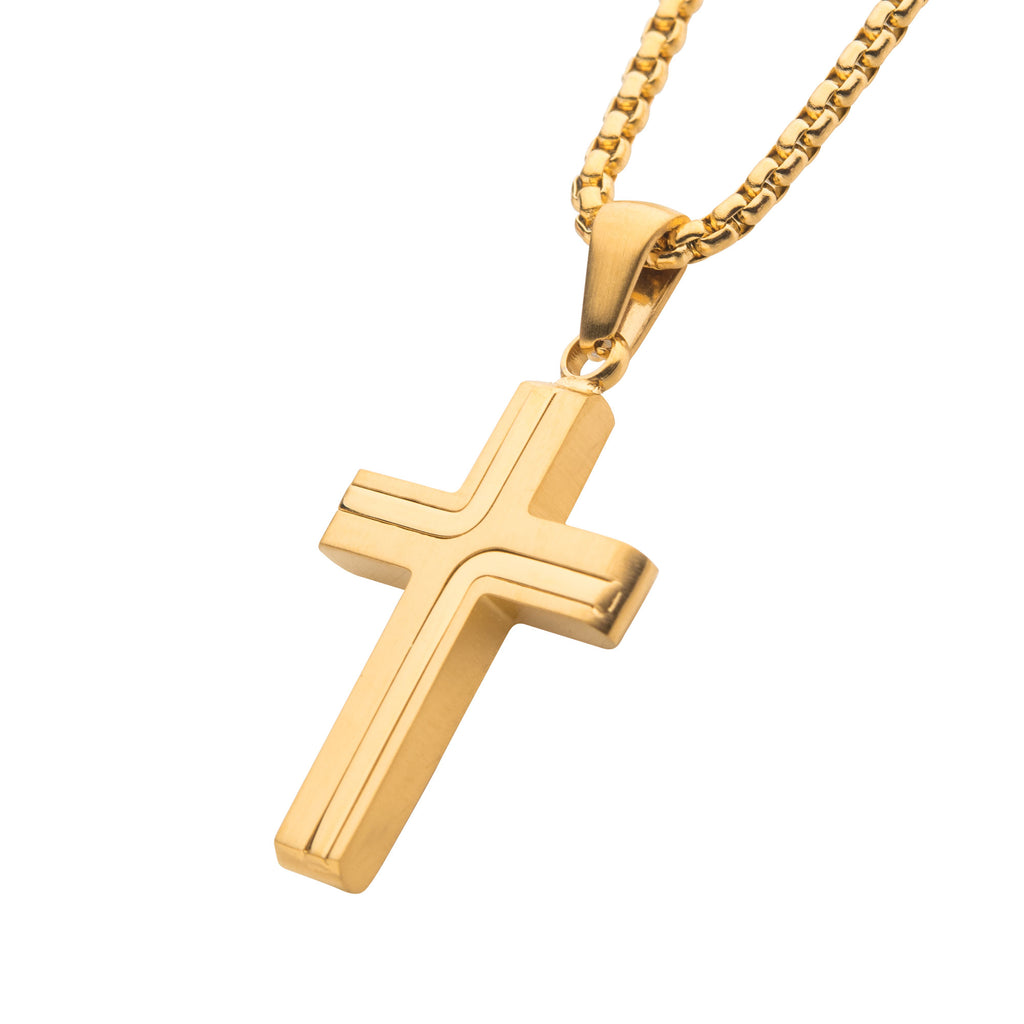 Gold Drop Cross Pendant