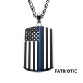 Steel Blue Line Dog Tag Pendant