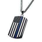 Steel Blue Line Dog Tag Pendant
