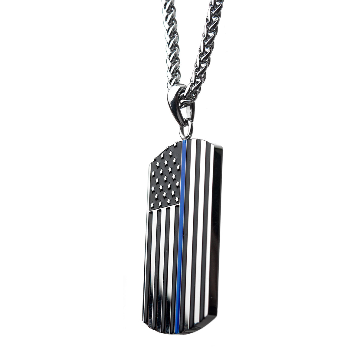 Steel Blue Line Dog Tag Pendant