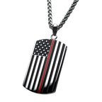 Steel Red Line Dog Tag Pendant