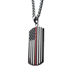 Steel Red Line Dog Tag Pendant