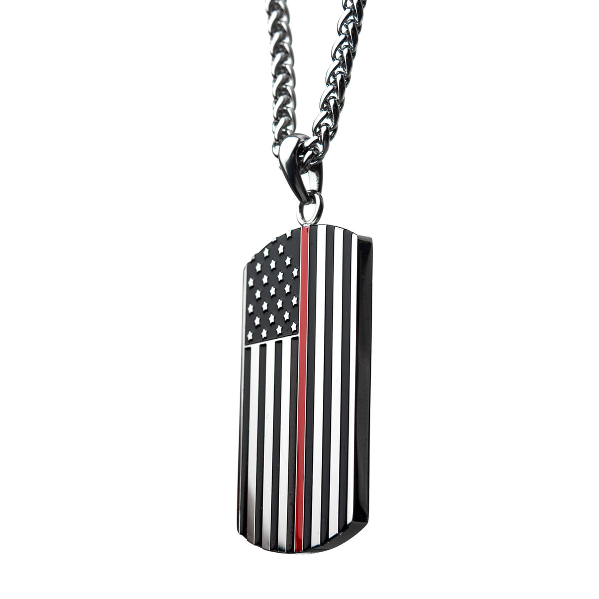 Steel Red Line Dog Tag Pendant