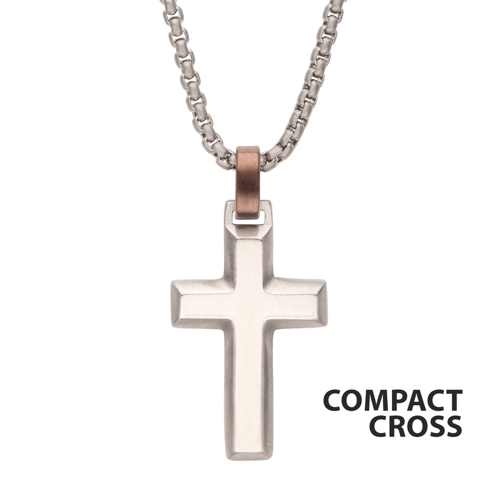 Steel Beveled Cross Pendant