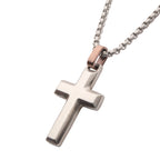 Steel Beveled Cross Pendant