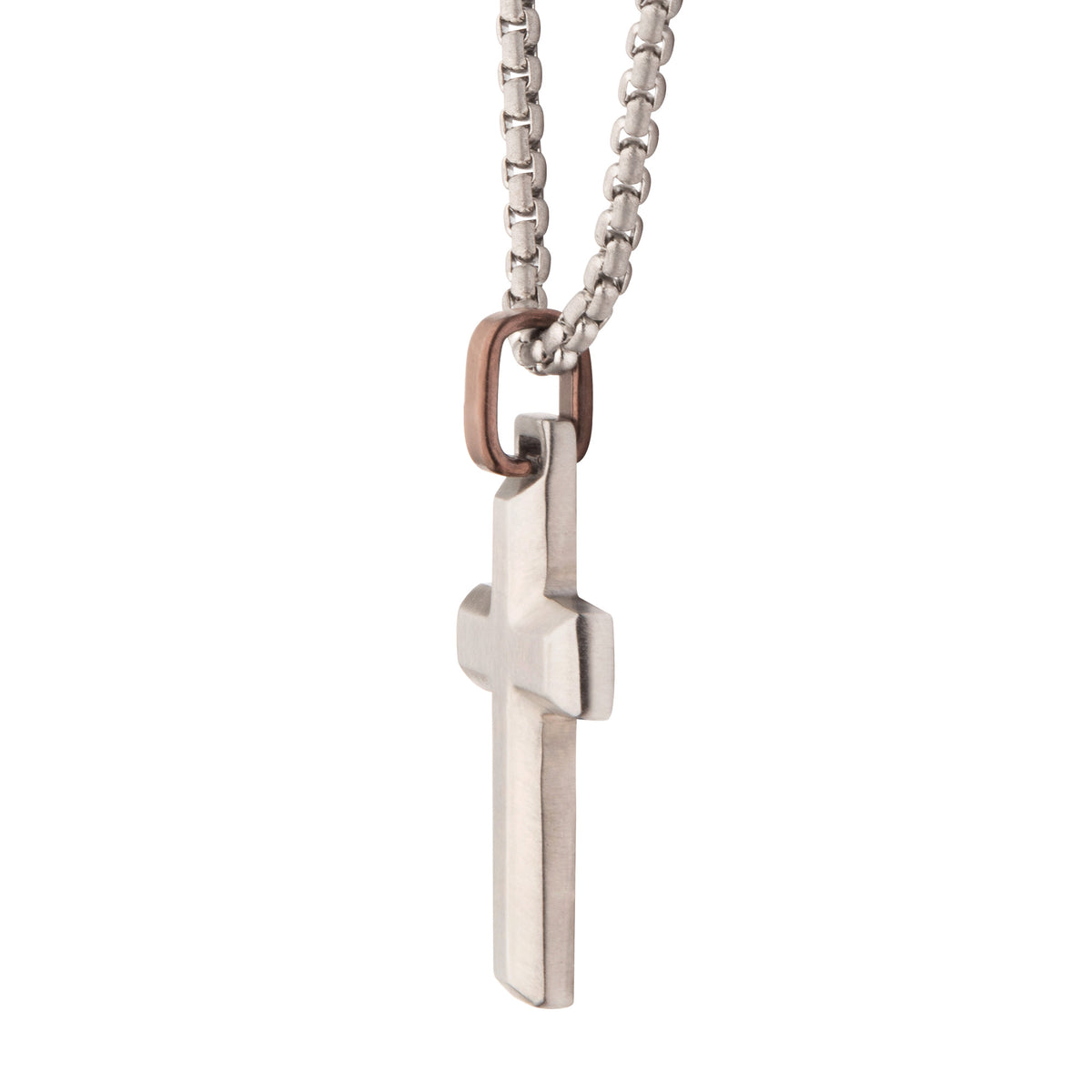 Steel Beveled Cross Pendant
