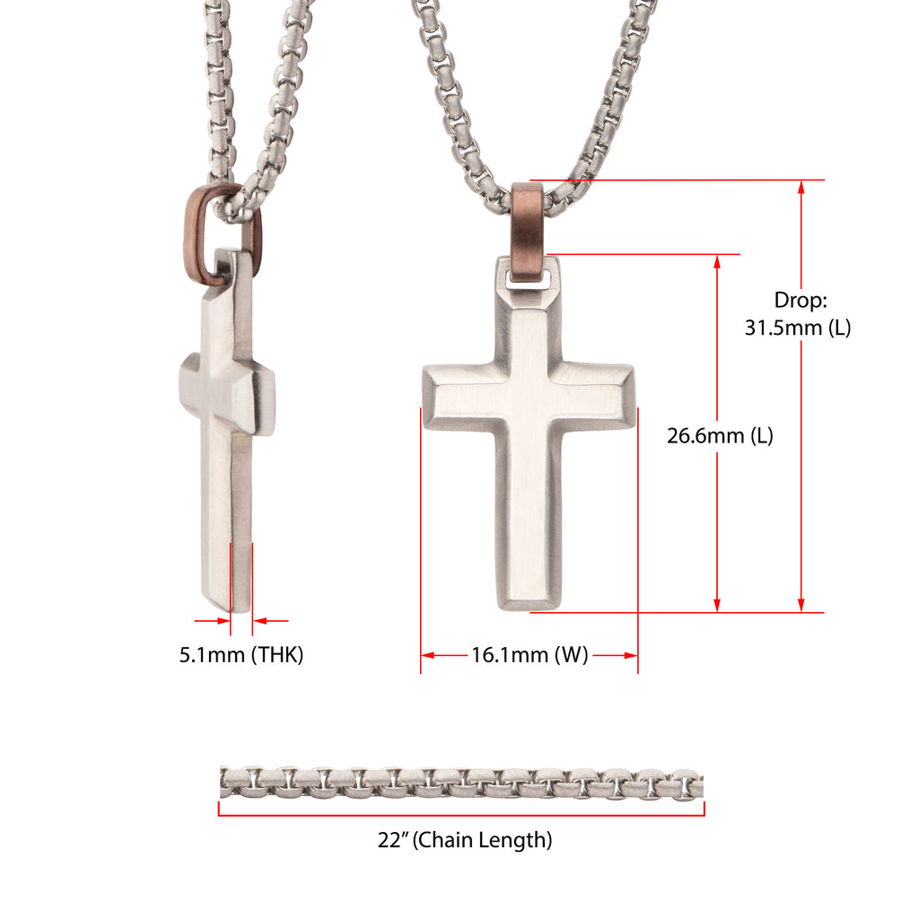 Steel Beveled Cross Pendant