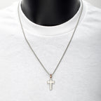 Steel Beveled Cross Pendant