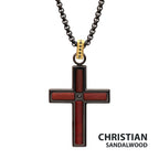 Black Spinel Sandalwood Cross Pendant