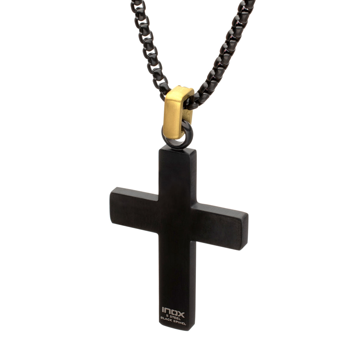 Black Spinel Sandalwood Cross Pendant