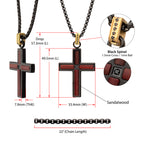 Black Spinel Sandalwood Cross Pendant