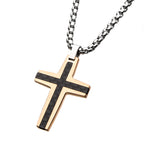 Carbon Rose Gold Cross Pendant